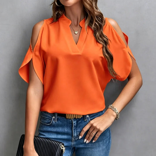 Women's V-Neck Shirt with Short Sleeves