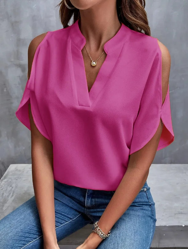 Women's V-Neck Shirt with Short Sleeves