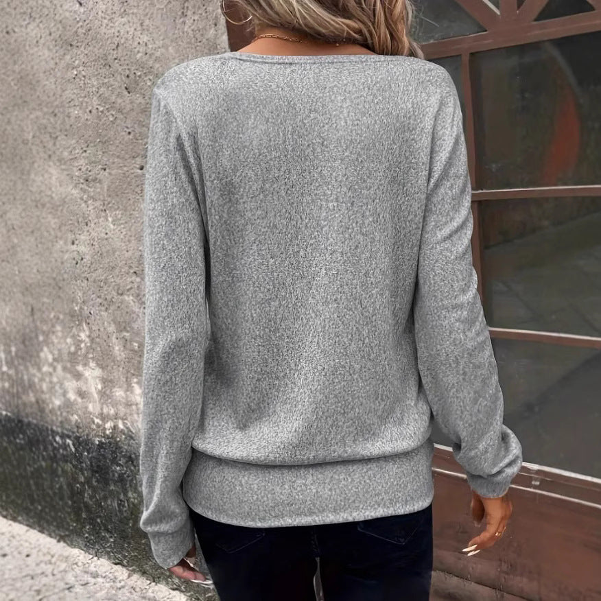Women's V-Neck Sweater with Long Sleeves