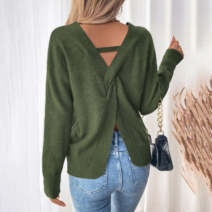 Women's V-Neck Sweater with Long Sleeves