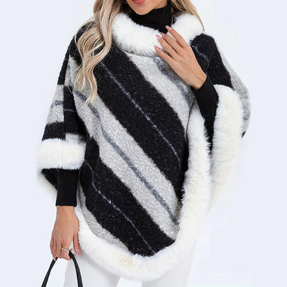 Women's Vegan Fur Pullover Jumper with Loose Fit and Chic Design