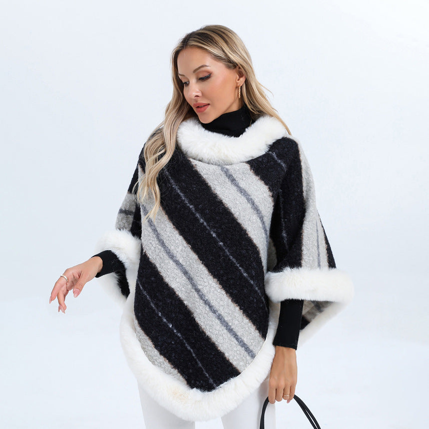 Women's Vegan Fur Pullover Jumper with Loose Fit and Chic Design