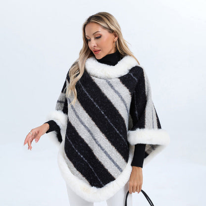 Women's Vegan Fur Pullover Jumper with Loose Fit and Chic Design