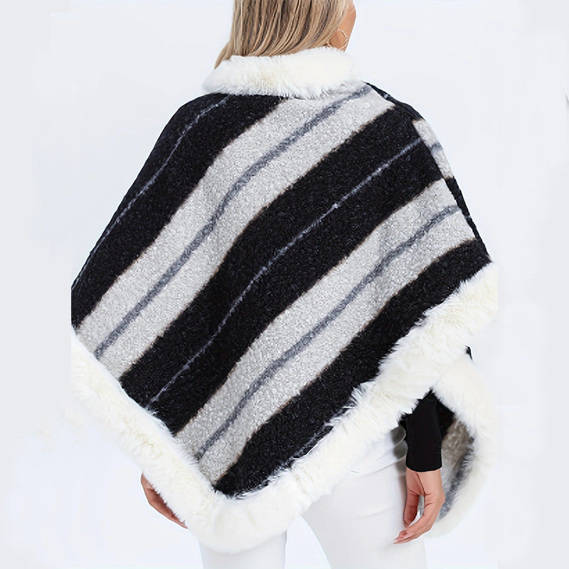 Women's Vegan Fur Pullover Jumper with Loose Fit and Chic Design