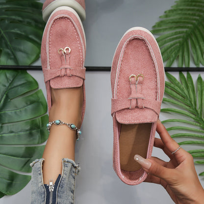 Women's Velvet Loafers with Cross-Tied Tassels