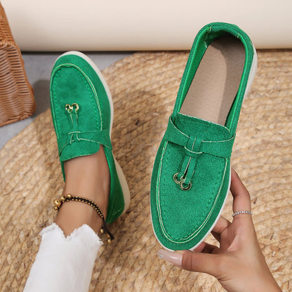 Women's Velvet Loafers with Cross-Tied Tassels