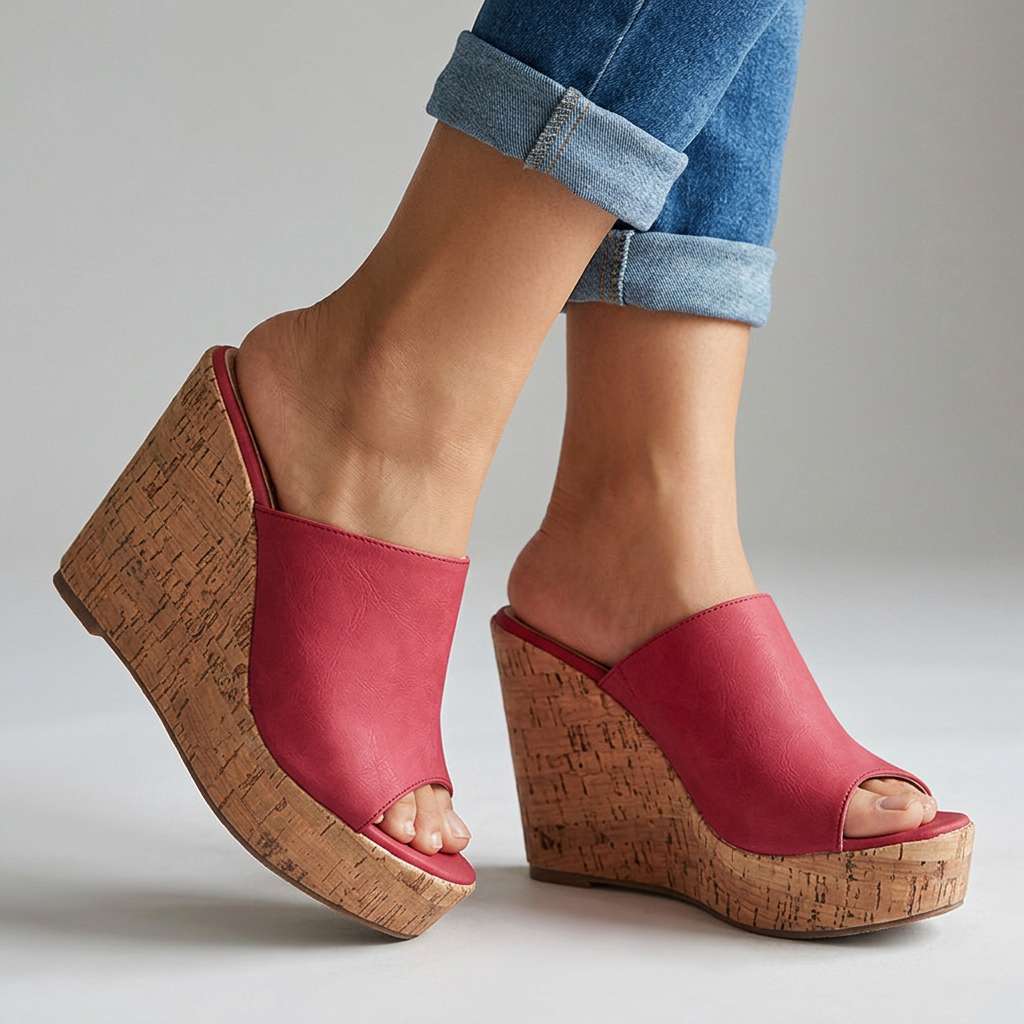 Women's Wedge Heel Sandals with Cork Footbed