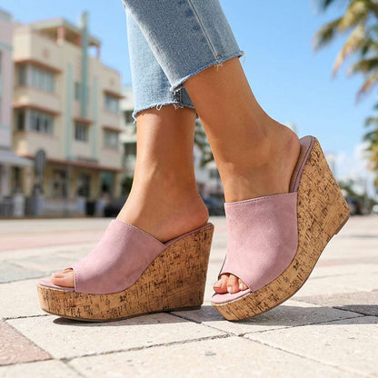 Women's Wedge Heel Sandals with Cork Footbed