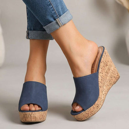 Women's Wedge Heel Sandals with Cork Footbed