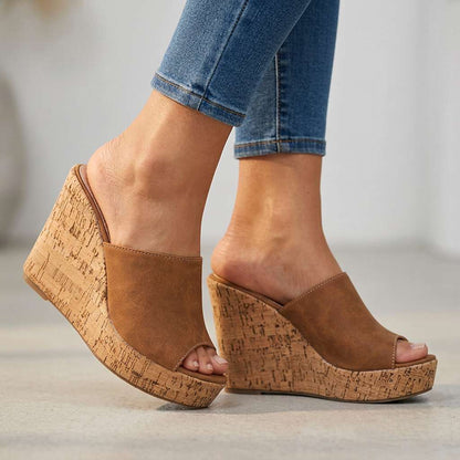 Women's Wedge Heel Sandals with Cork Footbed
