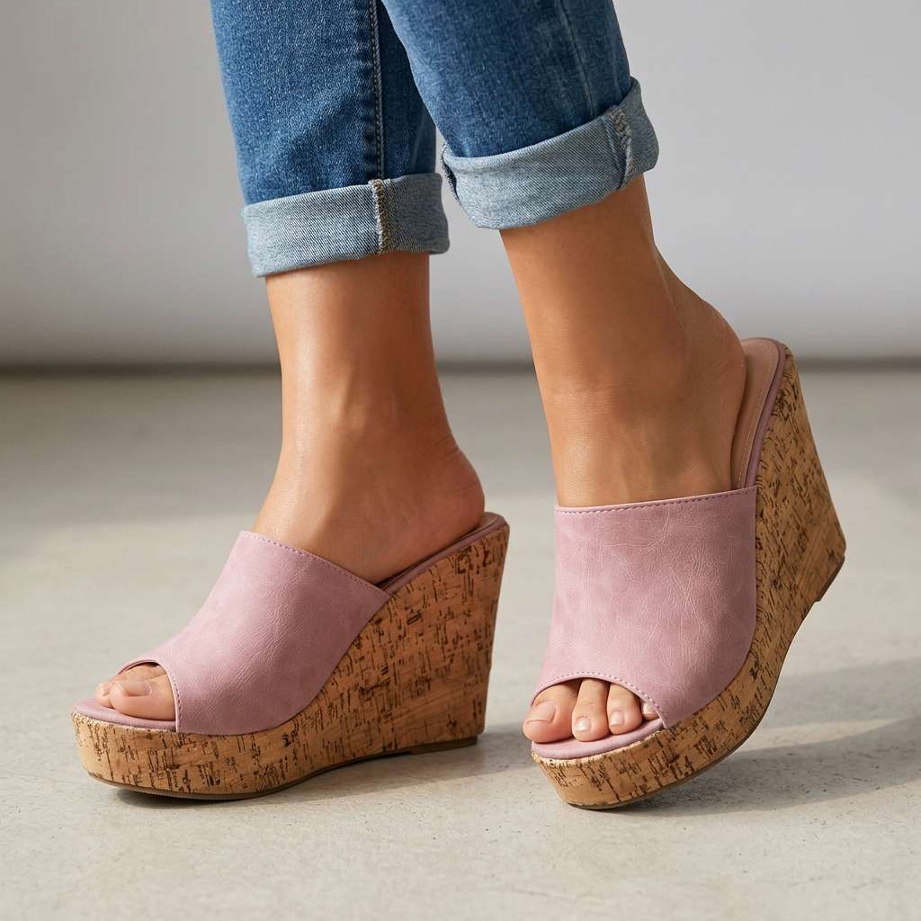 Women's Wedge Heel Sandals with Cork Footbed