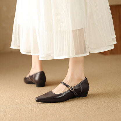Women's Wedge Pumps with Buckled Mary-Jane Strap