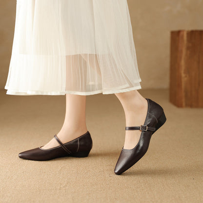 Women's Wedge Pumps with Buckled Mary-Jane Strap