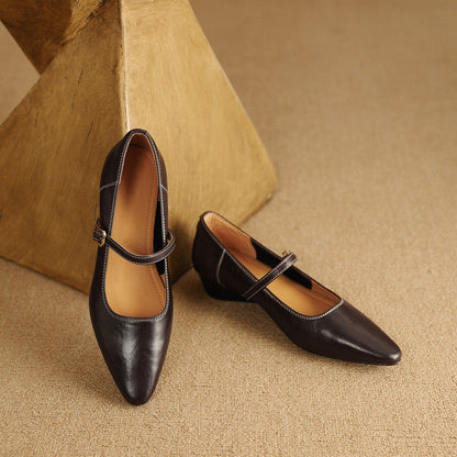 Women's Wedge Pumps with Buckled Mary-Jane Strap
