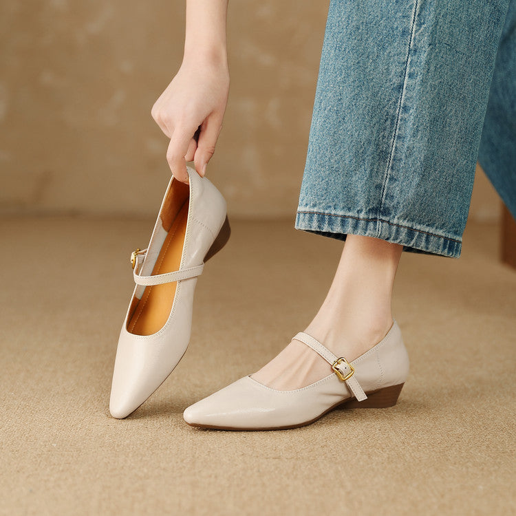 Women's Wedge Pumps with Buckled Mary-Jane Strap
