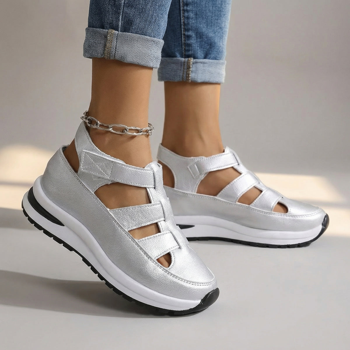 Women's Wedge Sandals with Multi-Strap Design