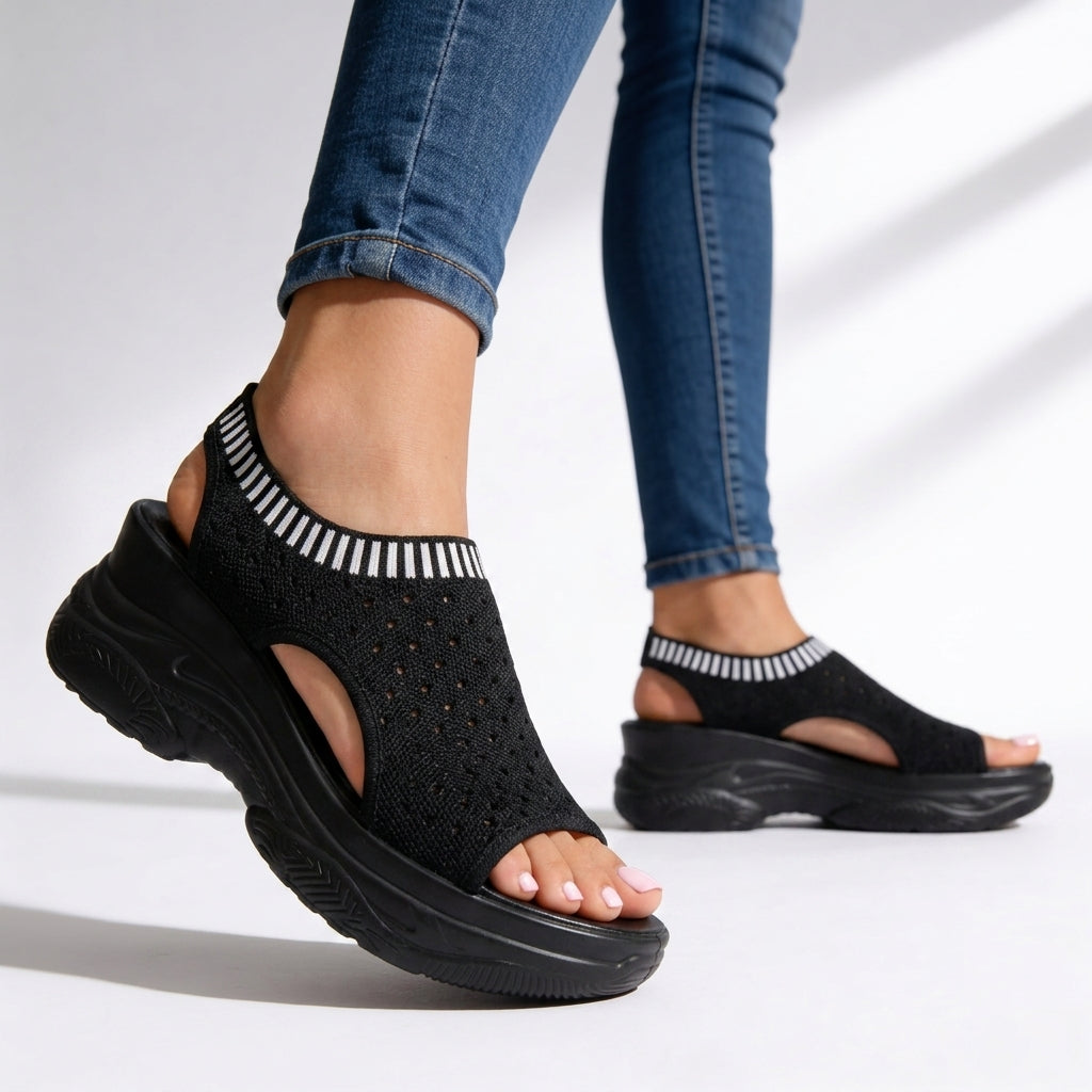 Women's Wedge Sandals with Stretch-Knit Upper