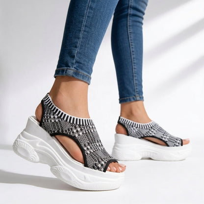 Women's Wedge Sandals with Stretch-Knit Upper