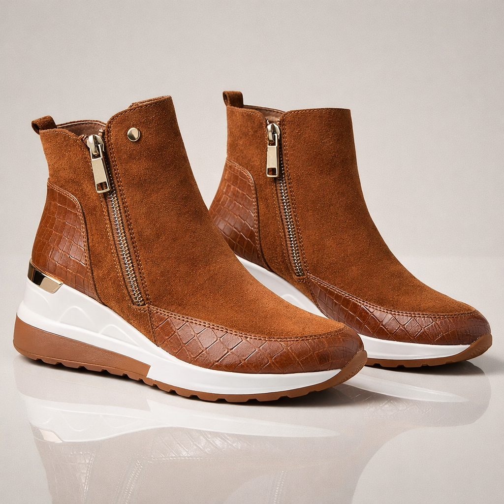 Women's Wedge Trainer Boots with Cushioned Support