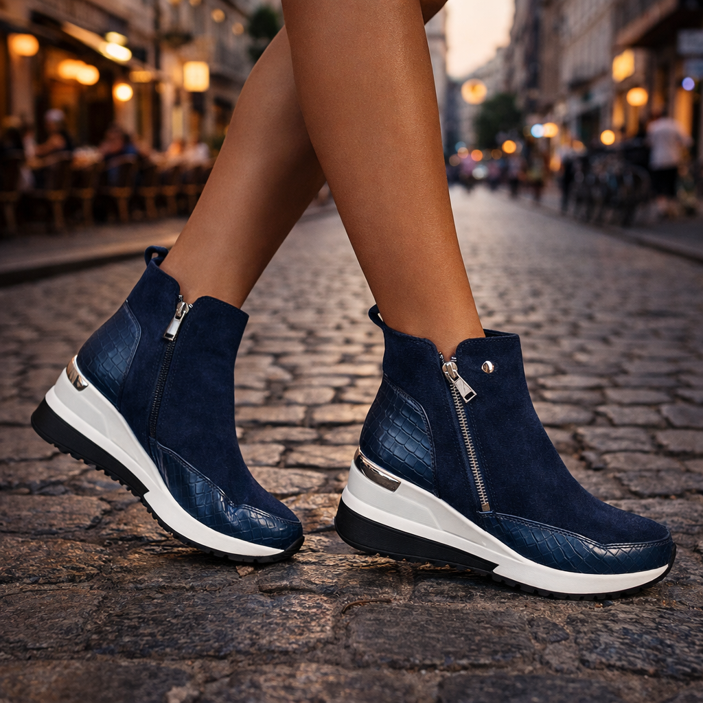 Women's Wedge Trainer Boots with Cushioned Support
