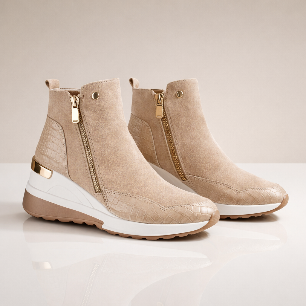Women's Wedge Trainer Boots with Cushioned Support
