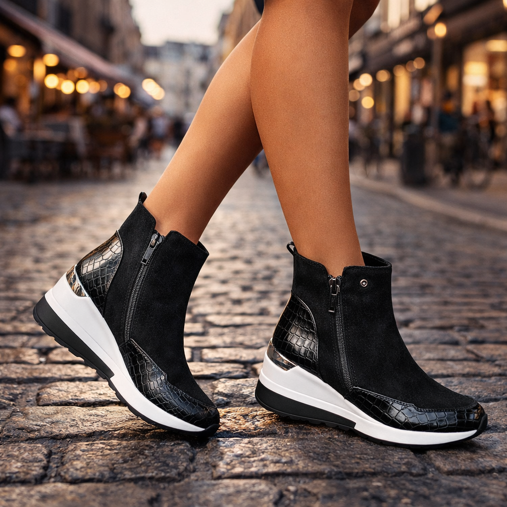 Women's Wedge Trainer Boots with Cushioned Support