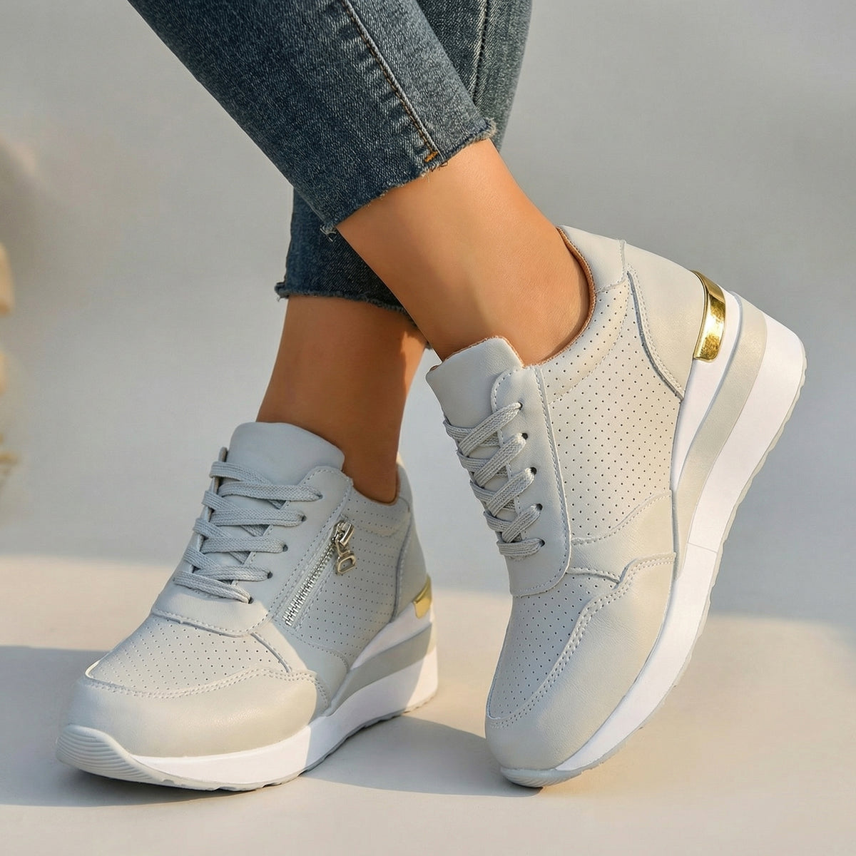 Women's Wedge Trainers with Cushioned Heel Support