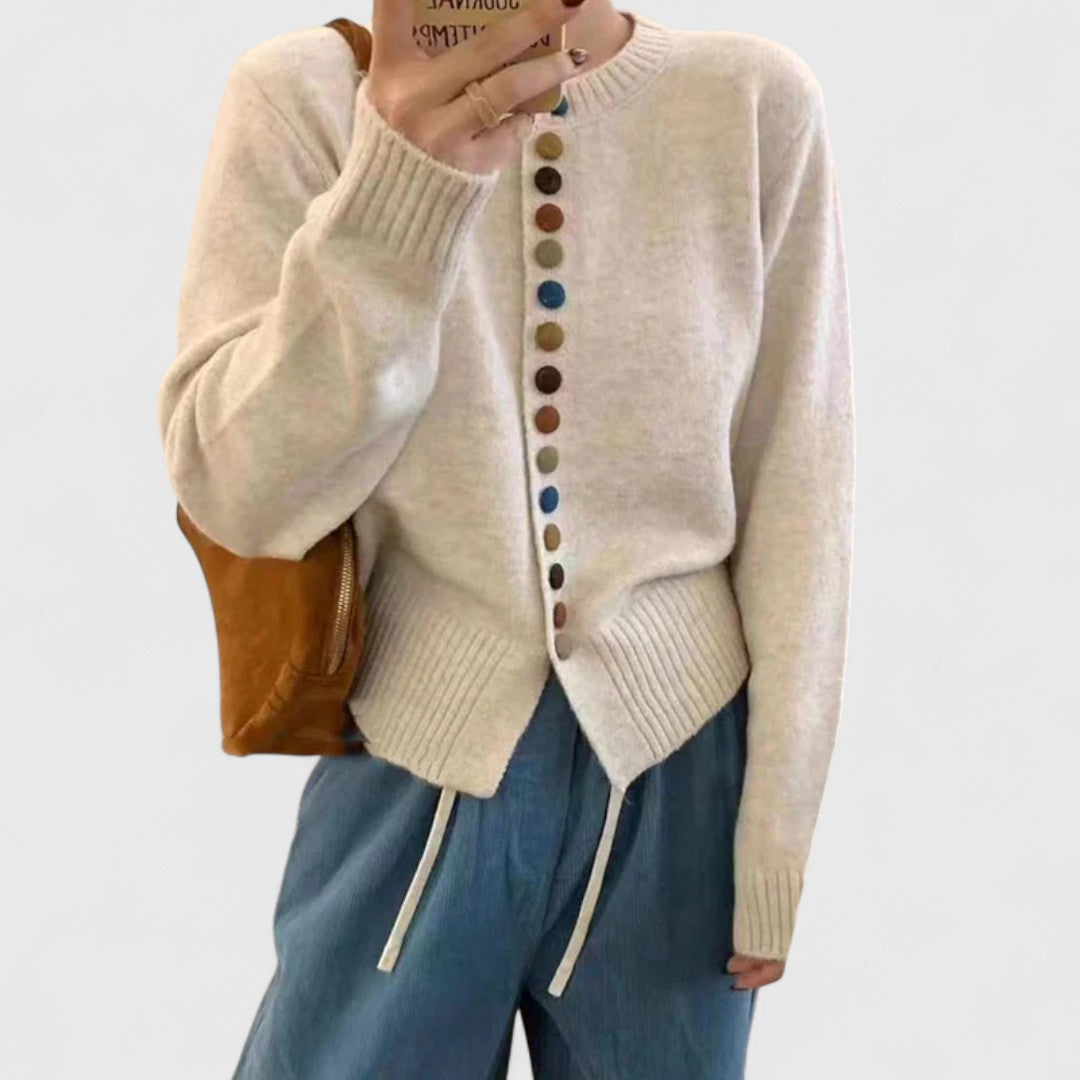Women's White Cardigan in Soft Knit with Straight Cut for Cosy Elegance