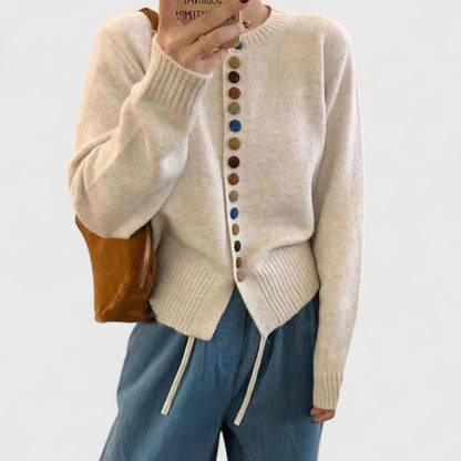 Women's White Cardigan in Soft Knit with Straight Cut for Cosy Elegance
