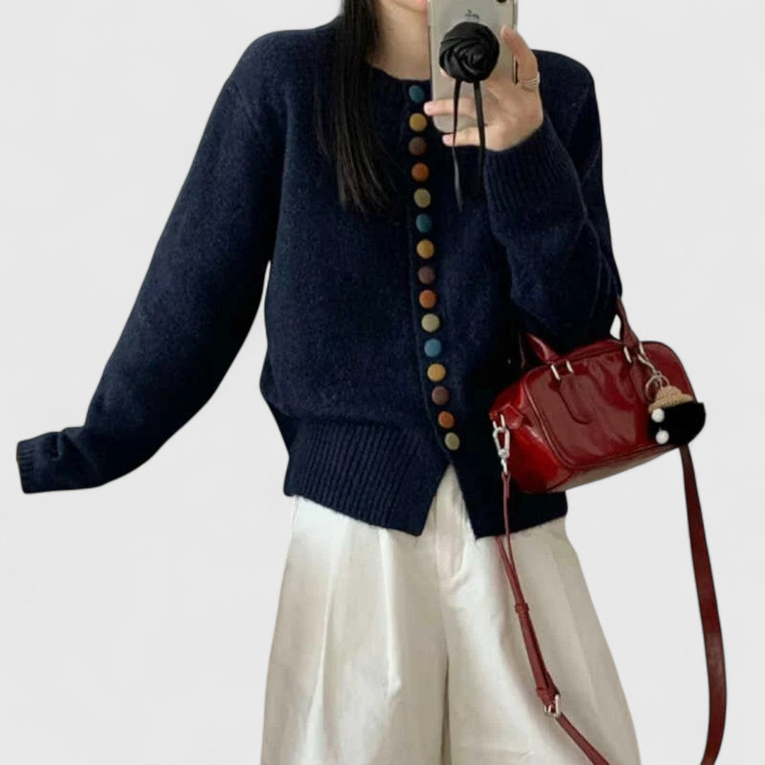 Women's White Cardigan in Soft Knit with Straight Cut for Cosy Elegance