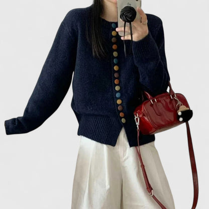 Women's White Cardigan in Soft Knit with Straight Cut for Cosy Elegance
