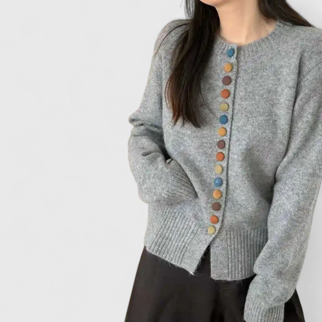 Women's White Cardigan in Soft Knit with Straight Cut for Cosy Elegance