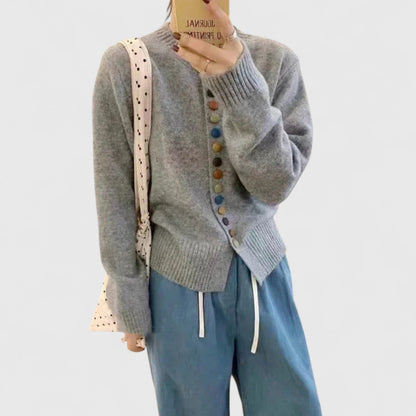 Women's White Cardigan in Soft Knit with Straight Cut for Cosy Elegance