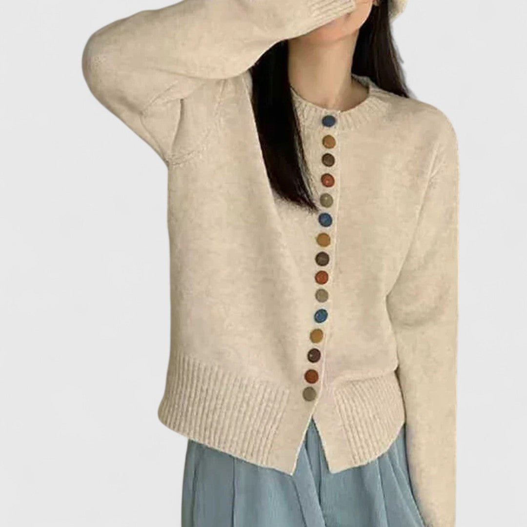 Women's White Cardigan in Soft Knit with Straight Cut for Cosy Elegance