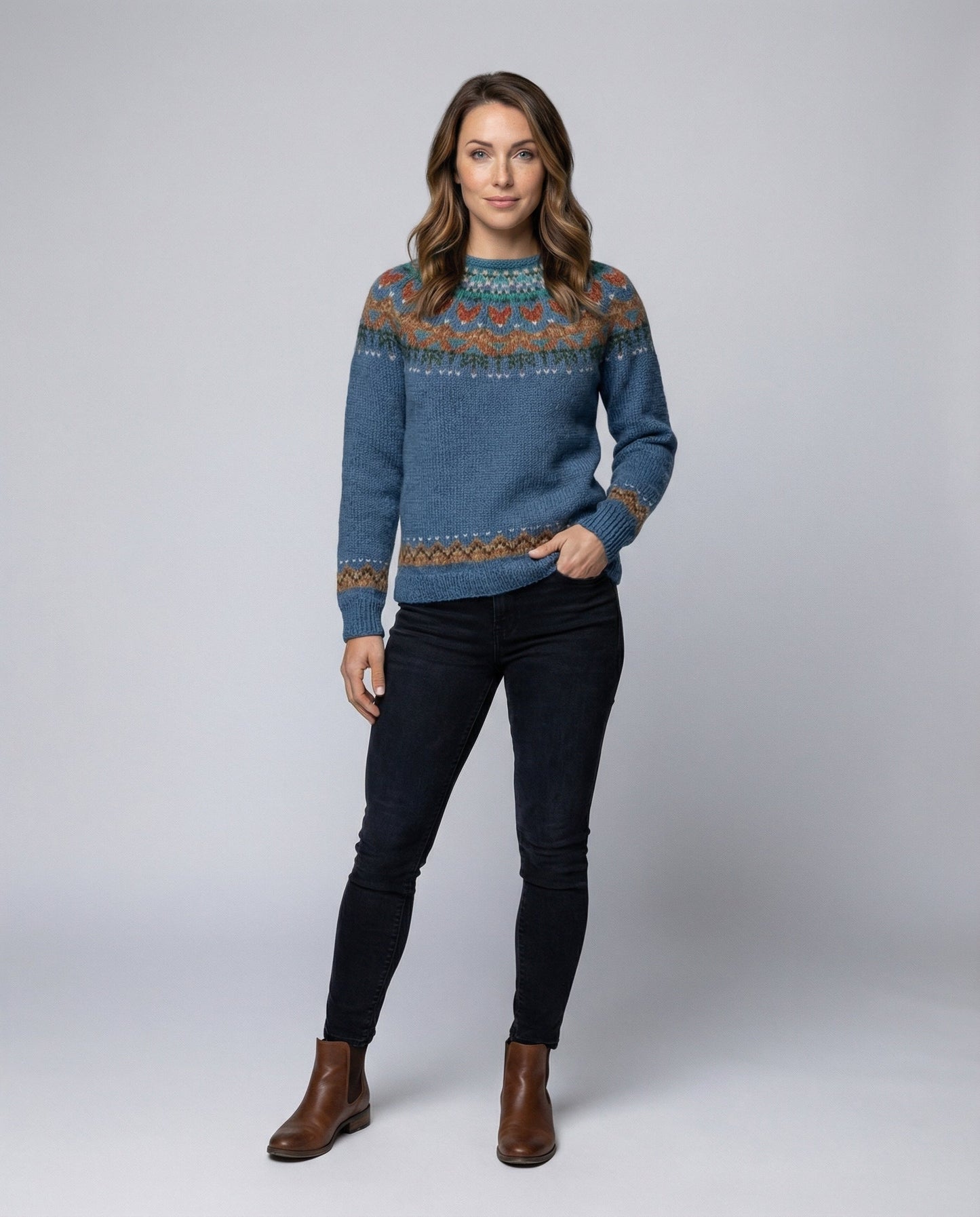 Women's Vintage Knit Sweater with Classic Pattern