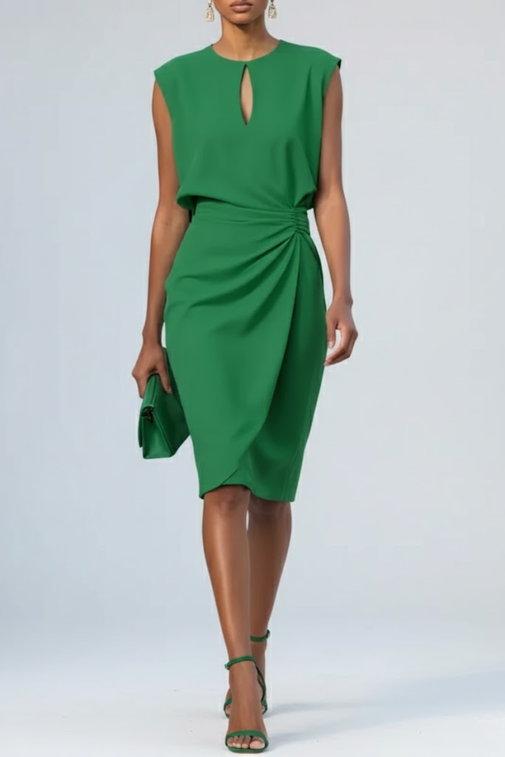 Martha | Midi Dress with Keyhole Neck and Ruching