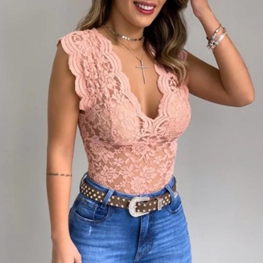 Celestine | Lace V-Neck Sleeveless Top