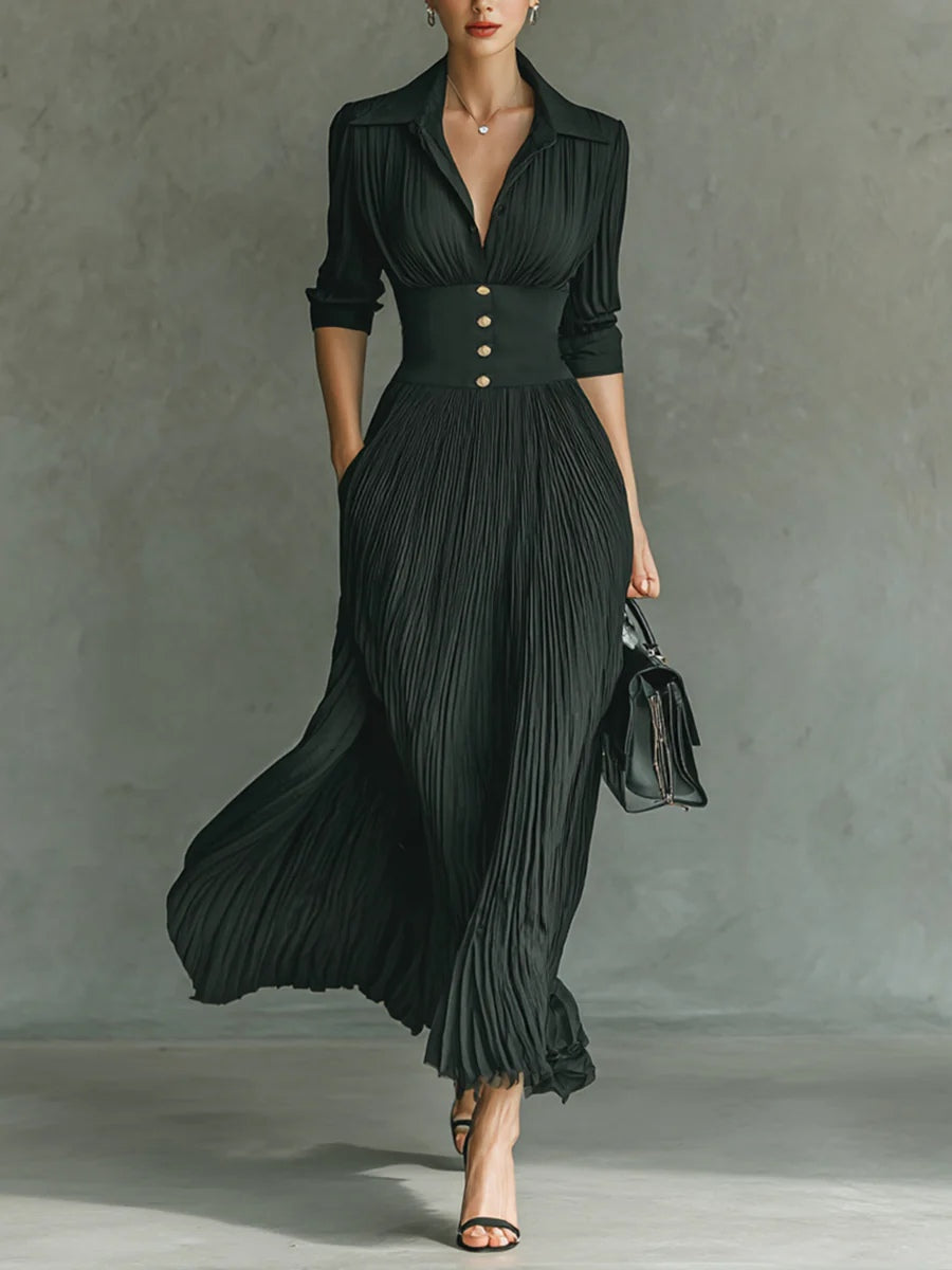daisy | fitted waist midi dress black