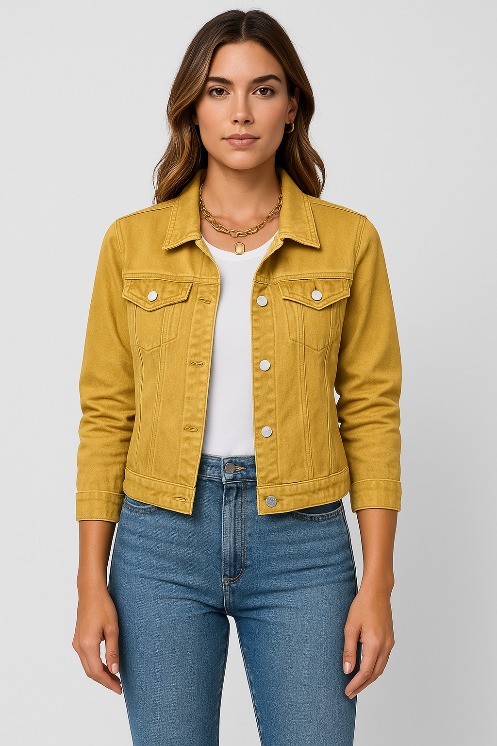 daisy | cropped denim jacket yellow