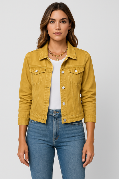 daisy | cropped denim jacket yellow