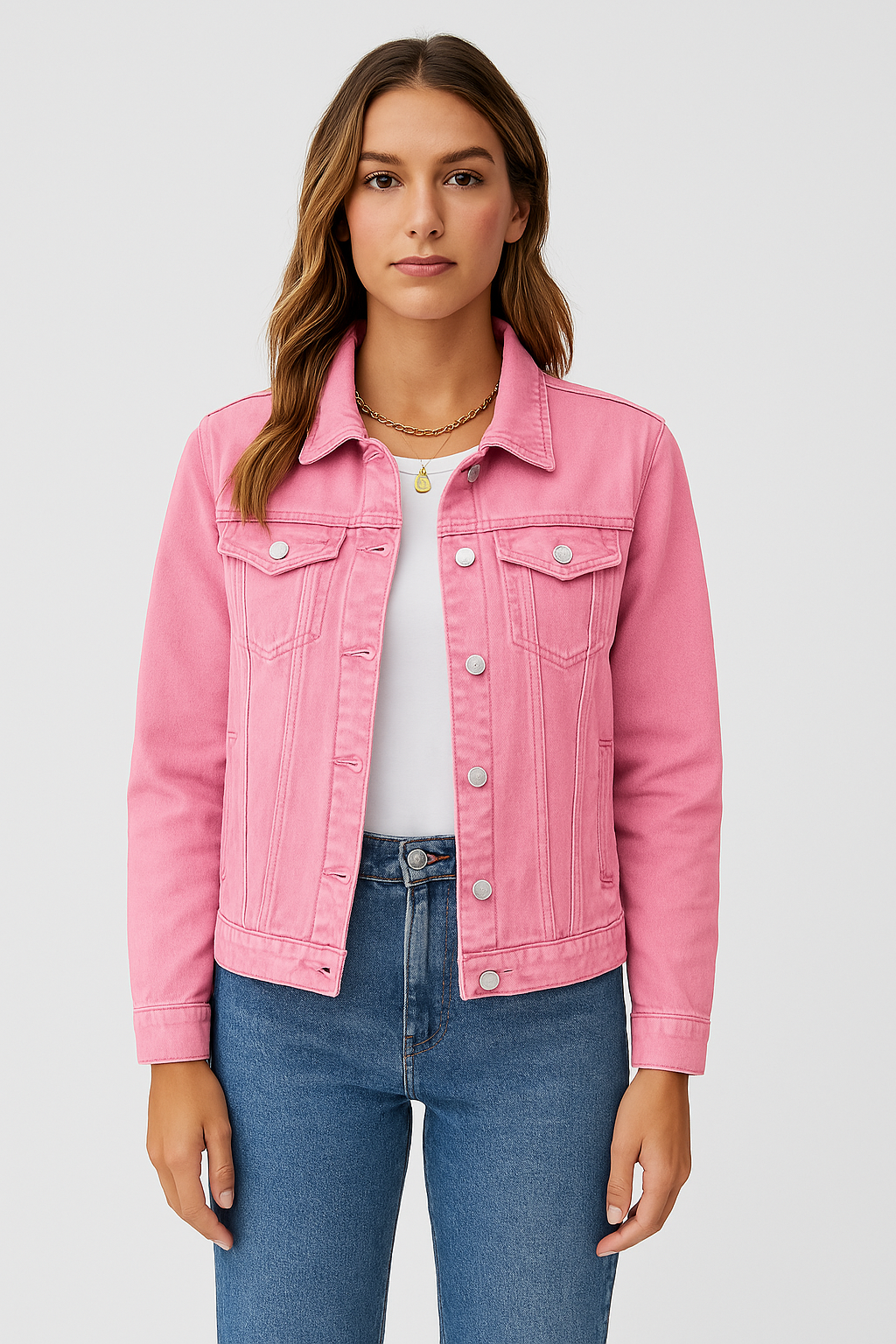 daisy | cropped denim jacket pink