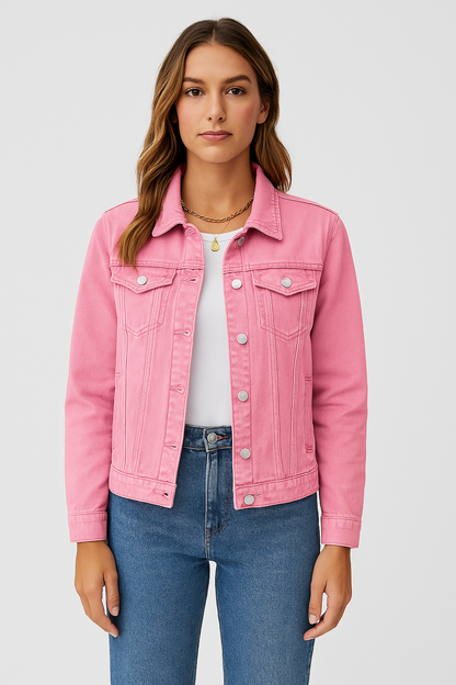 daisy | cropped denim jacket pink