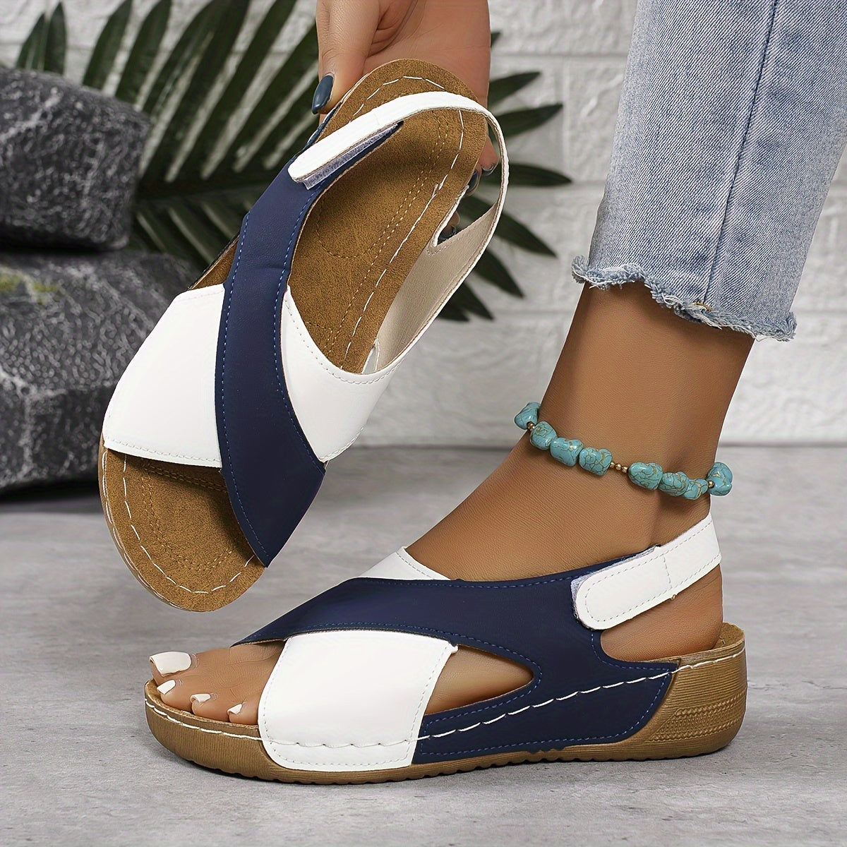 daisy | color block flat sandal