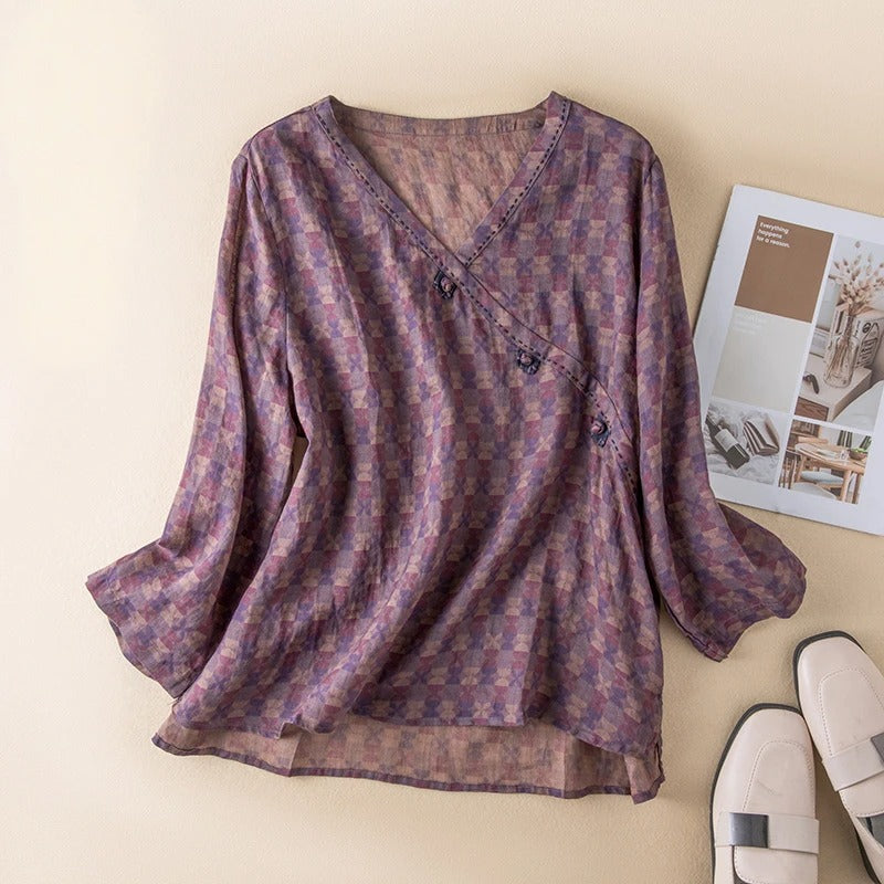 solara | summer print relaxed blouse purple