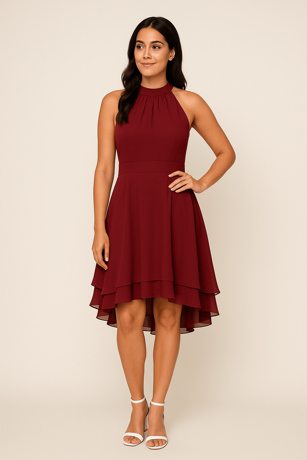Sienna | Halter-Neck Sleeveless Midi Dress