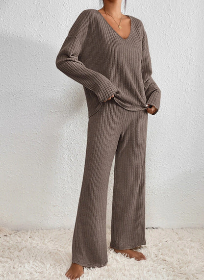 elodie | v-neck ribbed knit set
