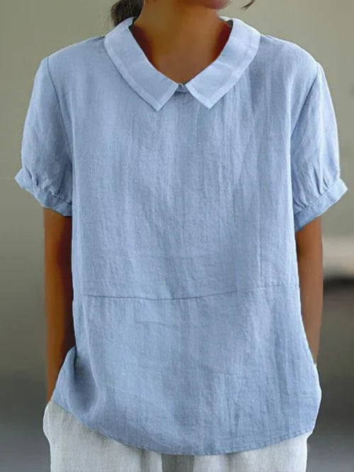 avaya | relaxed cotton short-sleeve blouse blue