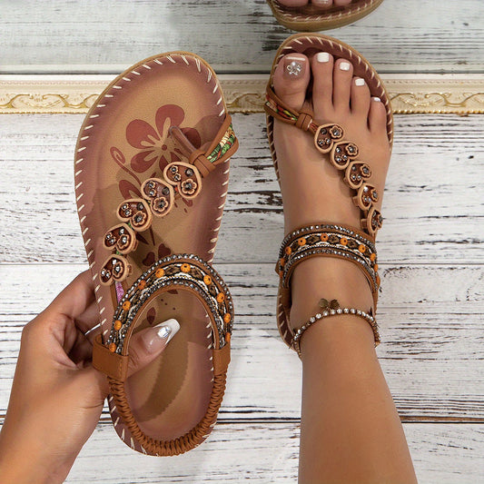daisy | orthopedic beaded sandal brown