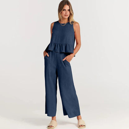 daisy | sleeveless two-piece set blue