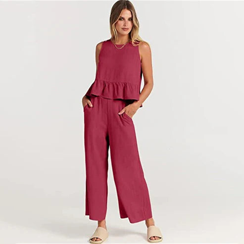 daisy | sleeveless two-piece set red